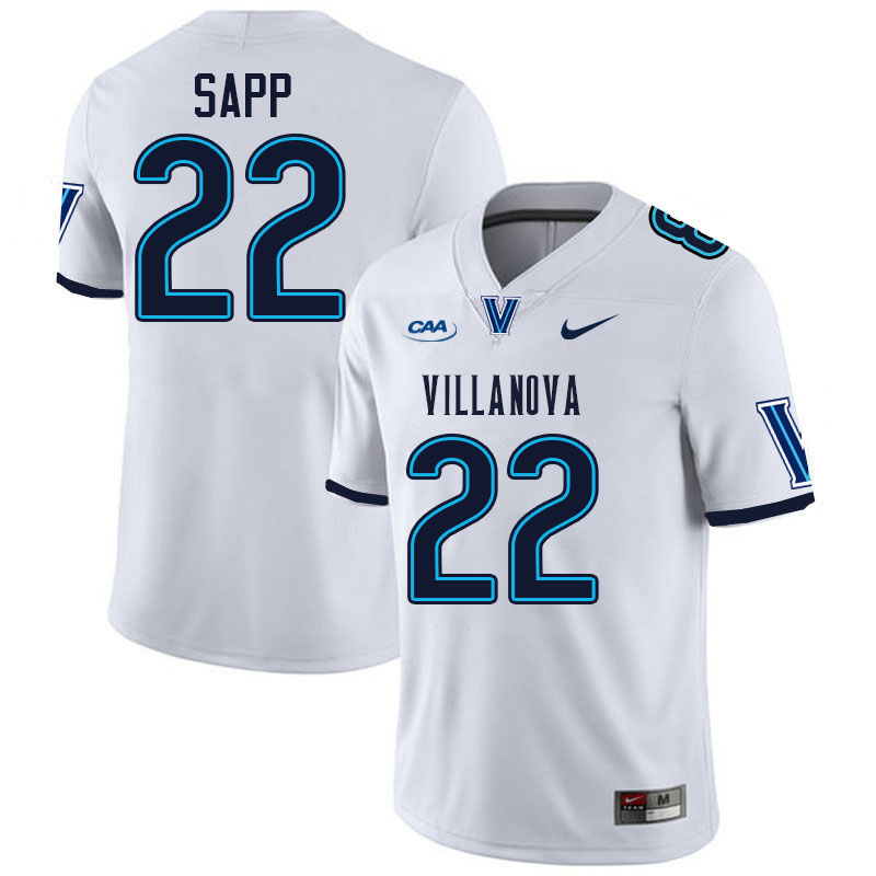 Villanova Wildcats #22 Christian Sapp College Football Jerseys Stitched-White
